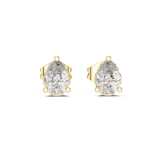 Pear Moissanite Filigree Basket Stud Earrings in yellow 925 sterling silver, view 4