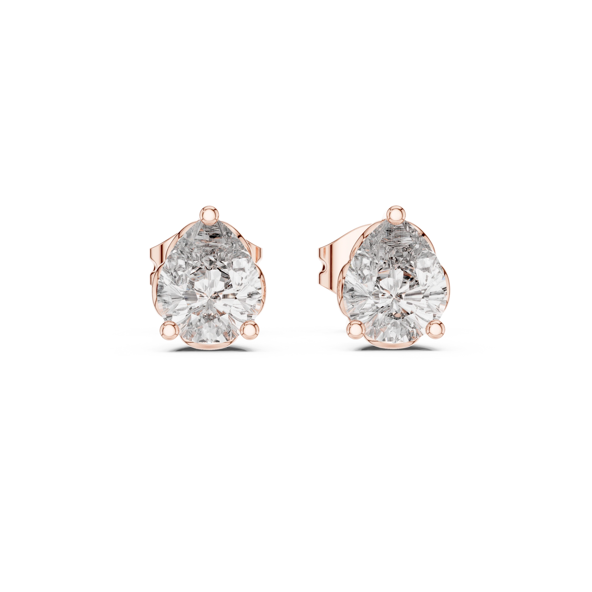 Pear Moissanite Filigree Basket Stud Earrings in rose 925 sterling silver, view 4