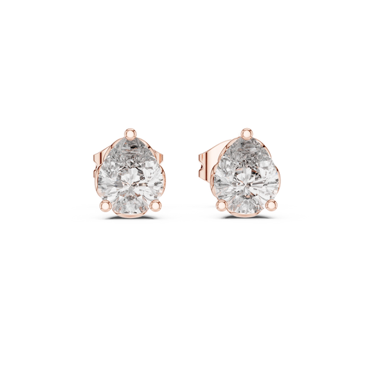 Pear Moissanite Filigree Basket Stud Earrings in rose 925 sterling silver, view 4