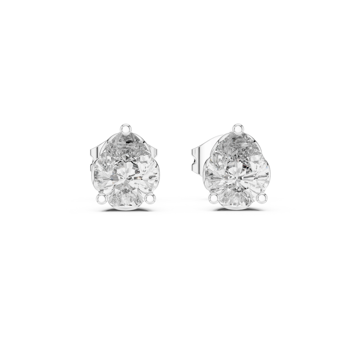 Pear Moissanite Filigree Basket Stud Earrings in white 925 sterling silver, view 4
