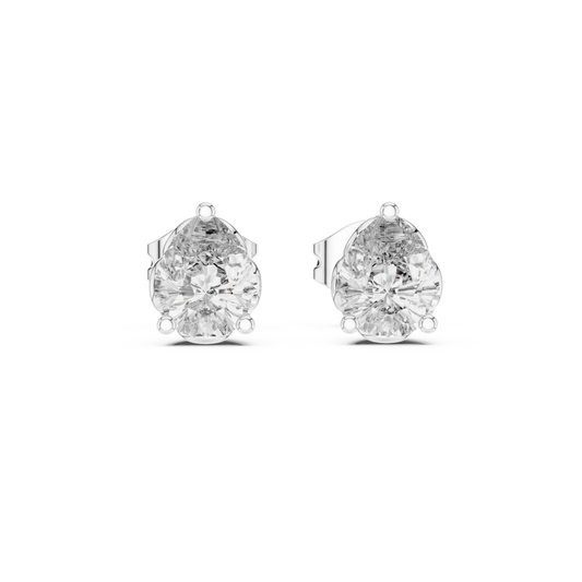 Pear Moissanite Filigree Basket Stud Earrings in white 925 sterling silver, view 4