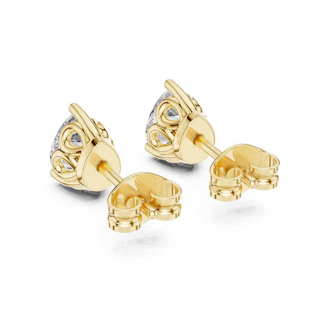 Pear Moissanite Filigree Basket Stud Earrings in yellow 925 sterling silver, view 3