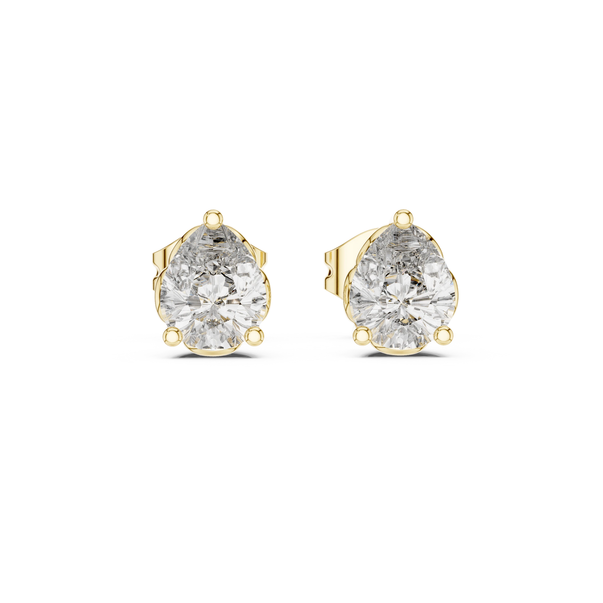 Pear Moissanite Filigree Basket Stud Earrings in yellow 925 sterling silver, view 4