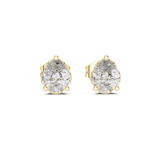 Pear Moissanite Filigree Basket Stud Earrings in yellow 925 sterling silver, view 4