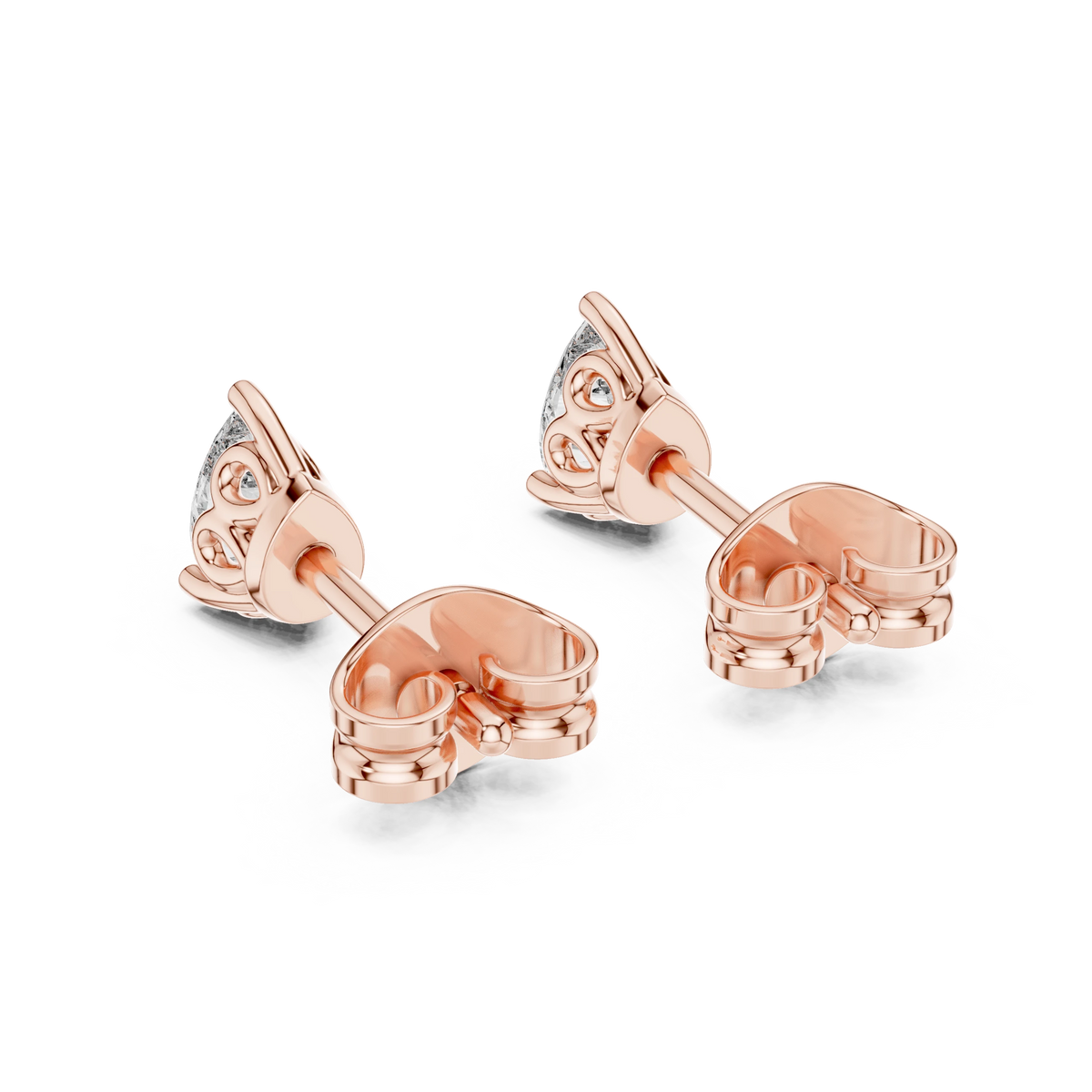 Pear Moissanite Filigree Basket Stud Earrings in rose 925 sterling silver, view 3
