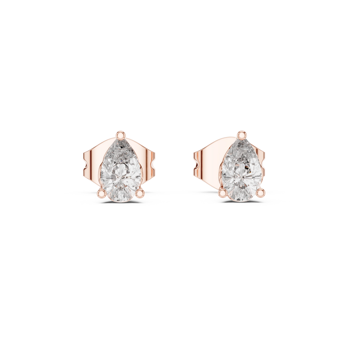 Pear Moissanite Filigree Basket Stud Earrings in rose 925 sterling silver, view 4