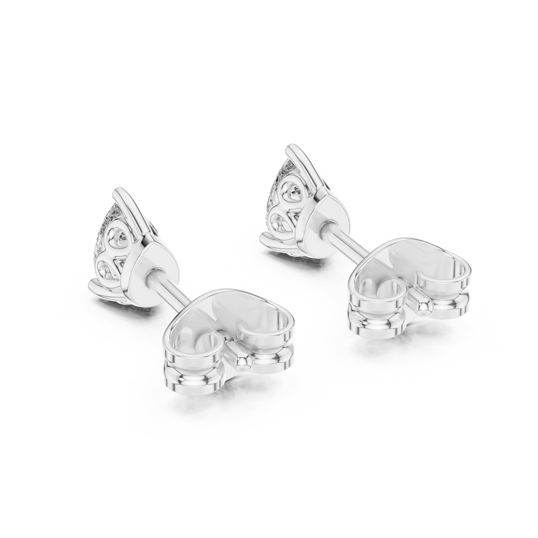 Pear Moissanite Filigree Basket Stud Earrings in white 925 sterling silver, view 3