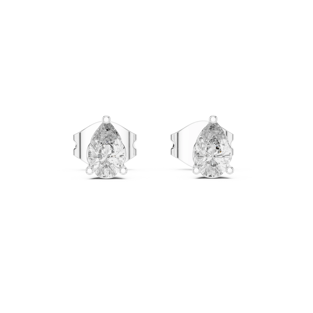 Pear Moissanite Filigree Basket Stud Earrings in white 925 sterling silver, view 4