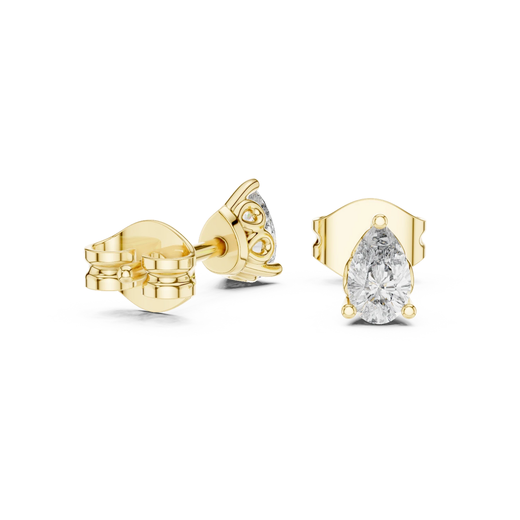 Pear Moissanite Filigree Basket Stud Earrings in yellow 925 sterling silver, view 1