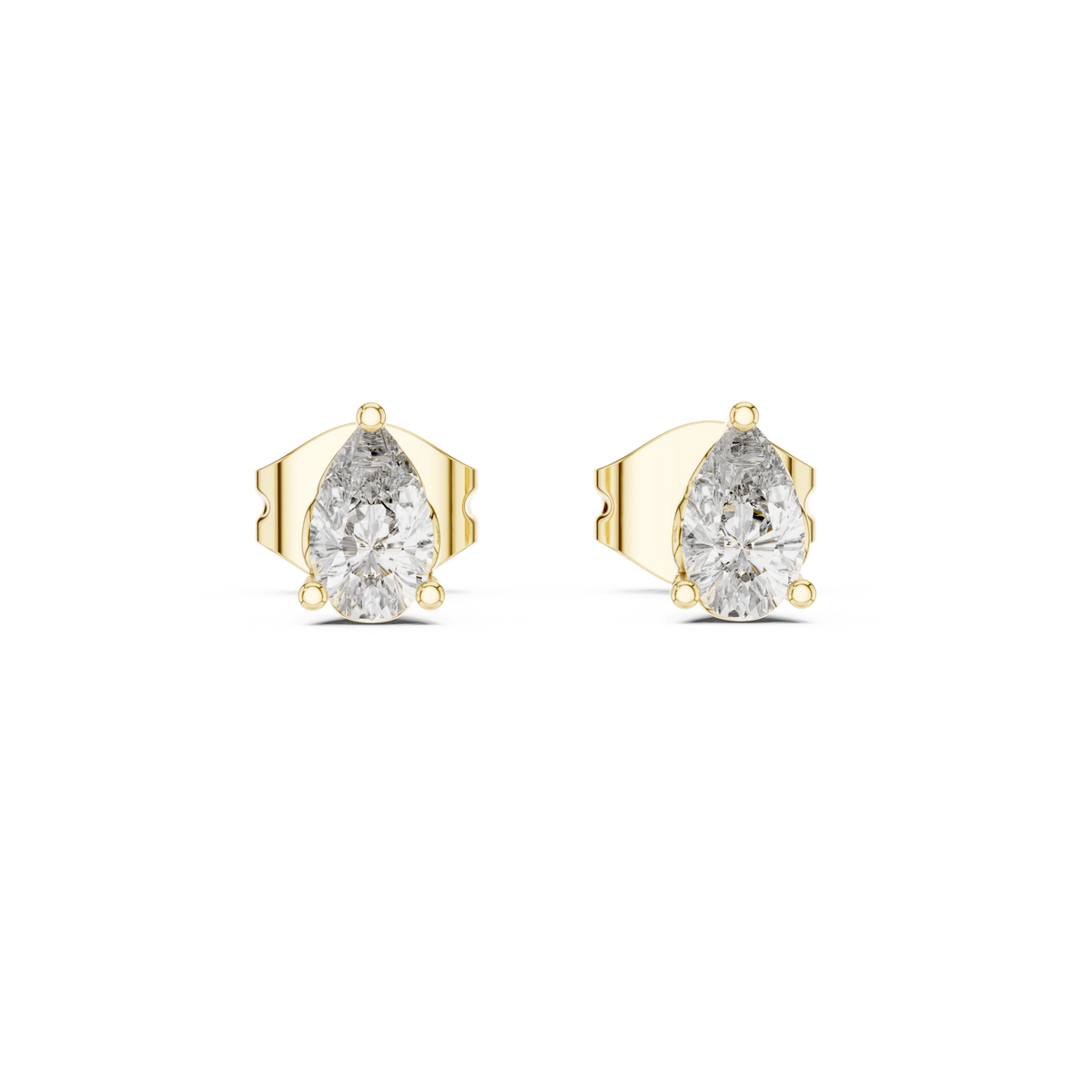 Pear Moissanite Filigree Basket Stud Earrings in yellow 925 sterling silver, view 4