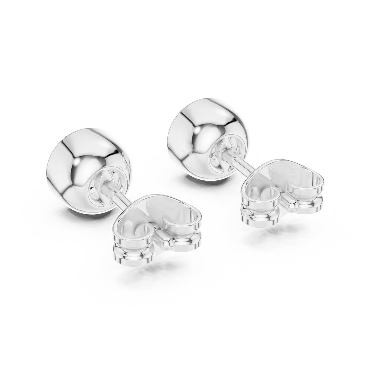 Round Bezel Moissanite Stud Earrings in white 925 sterling silver, view 3