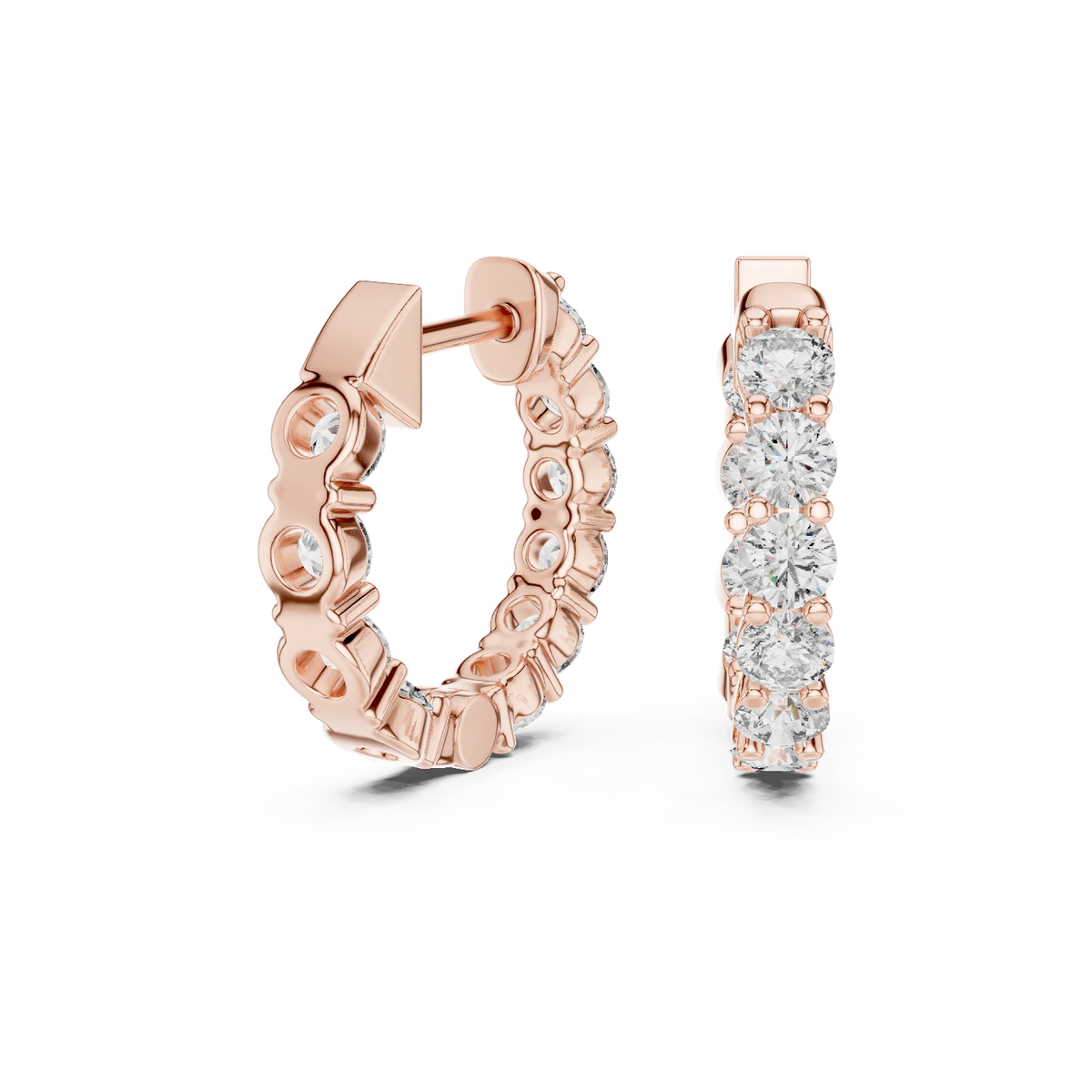 Inside Out Moissanite Hoop Earrings in rose 925 sterling silver, view 1