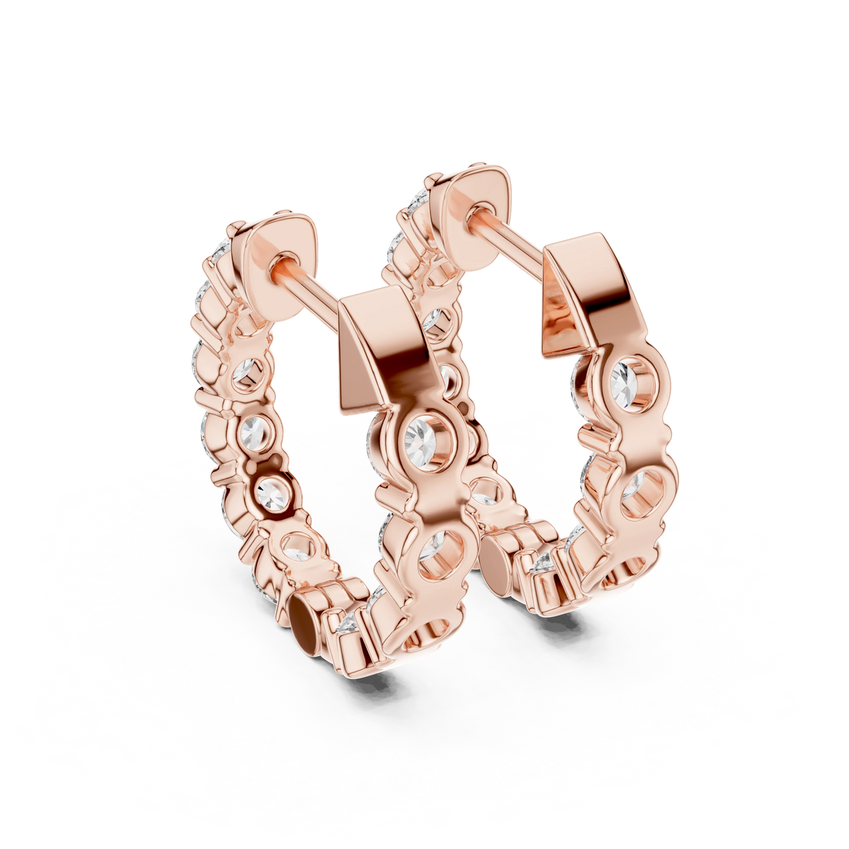 Inside Out Moissanite Hoop Earrings in rose 925 sterling silver, view 3