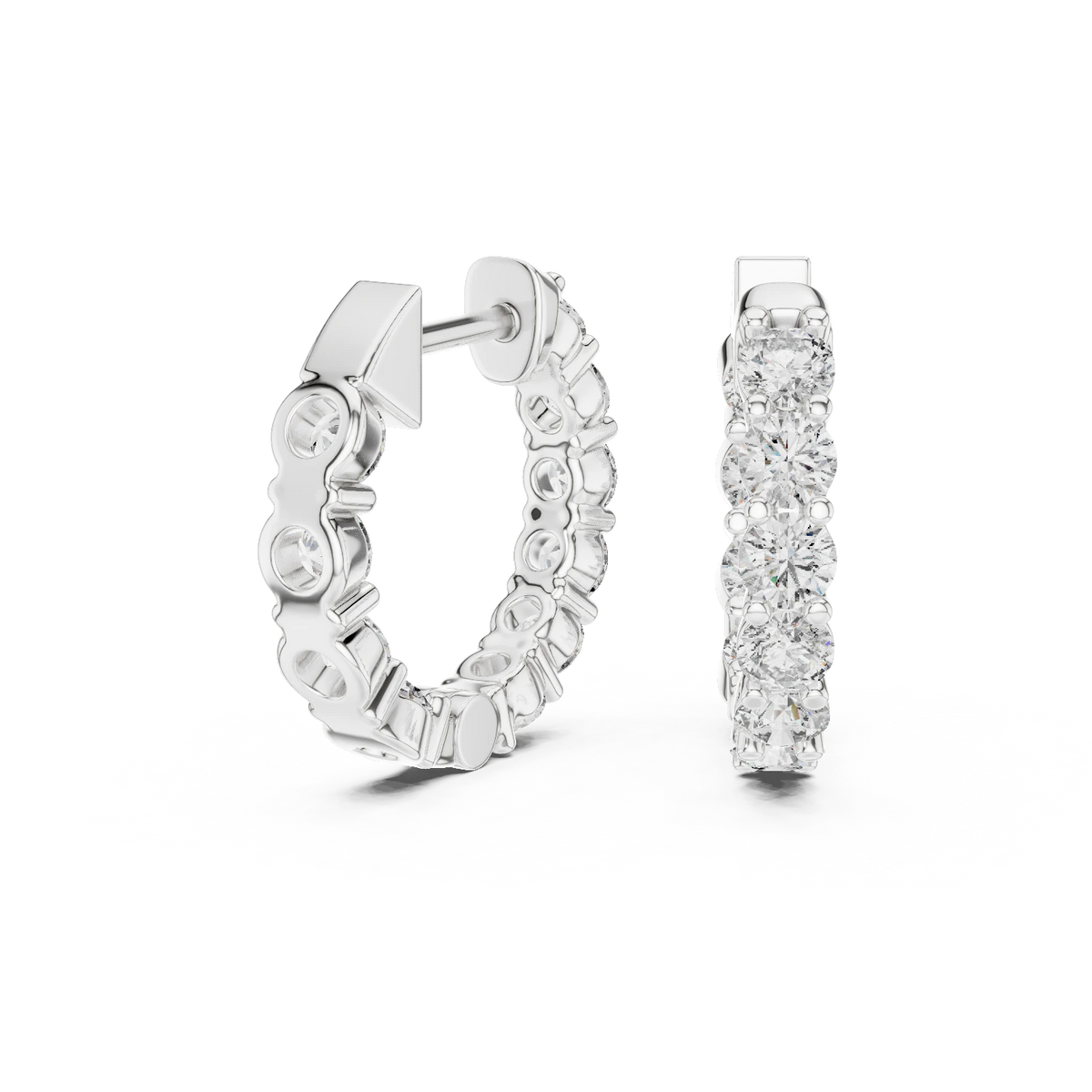 Inside Out Moissanite Hoop Earrings in white 925 sterling silver, view 1