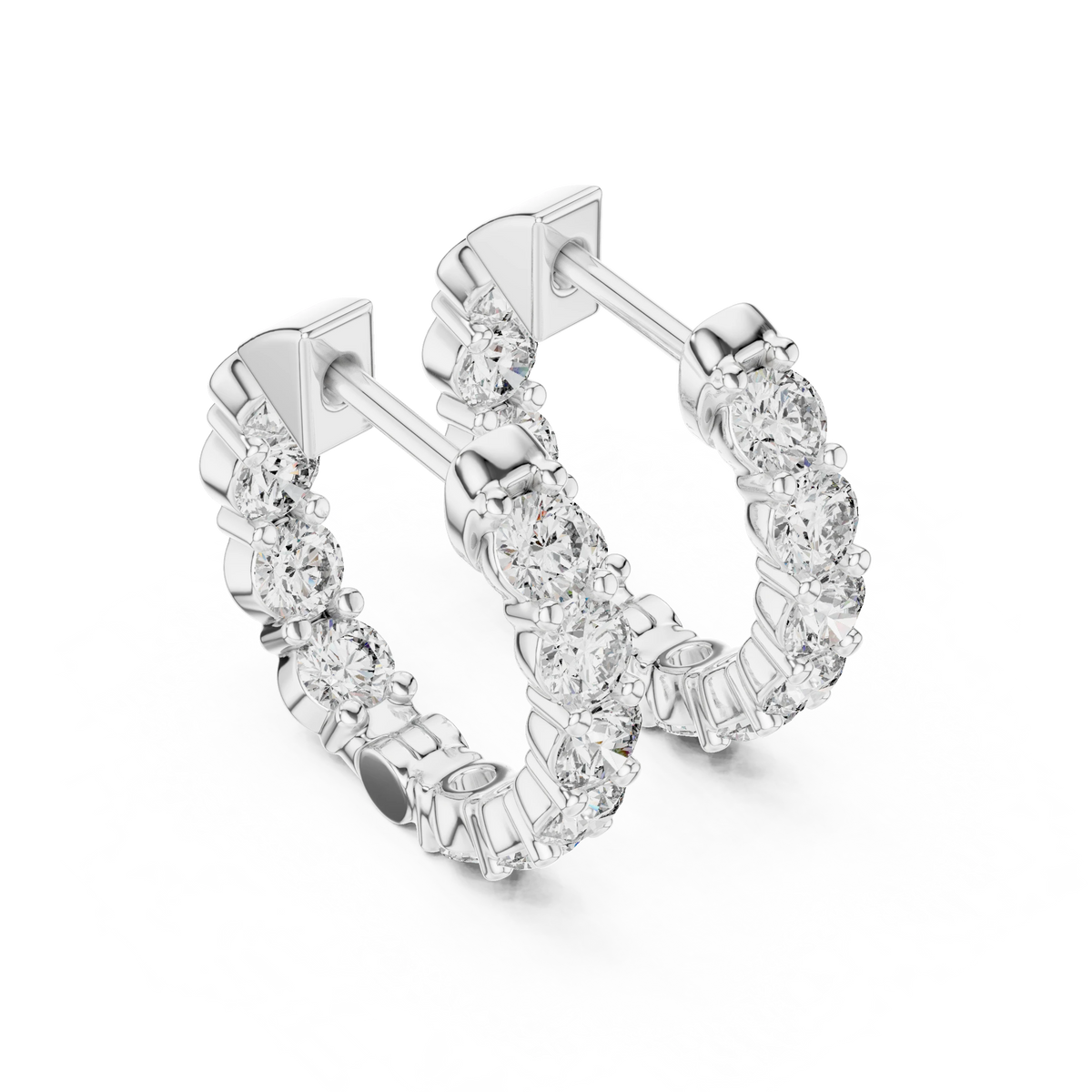 Inside Out Moissanite Hoop Earrings in white 925 sterling silver, view 2