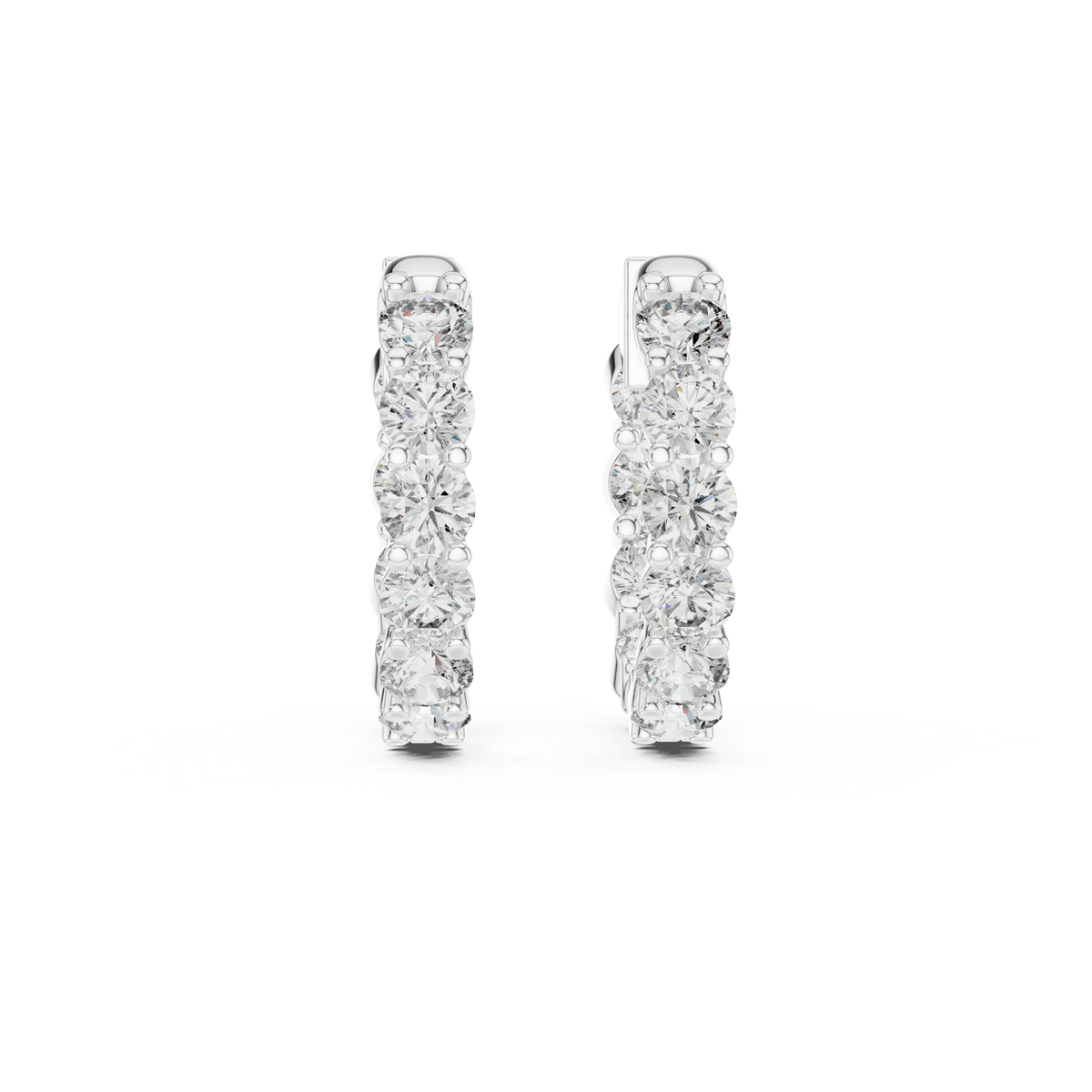 Inside Out Moissanite Hoop Earrings in white 925 sterling silver, view 4