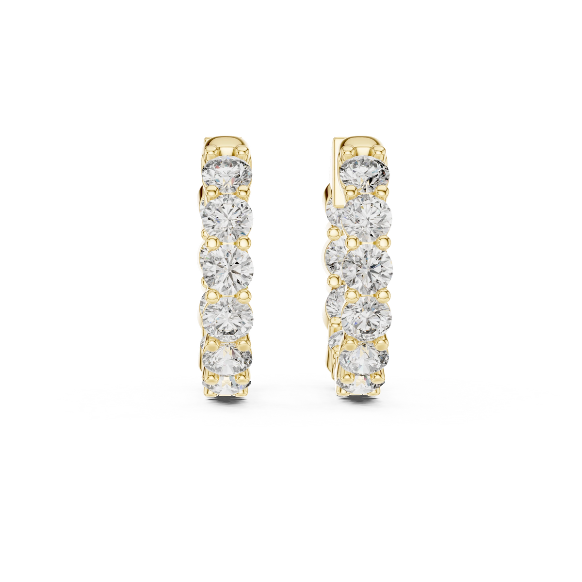 Inside Out Moissanite Hoop Earrings in yellow 925 sterling silver, view 4