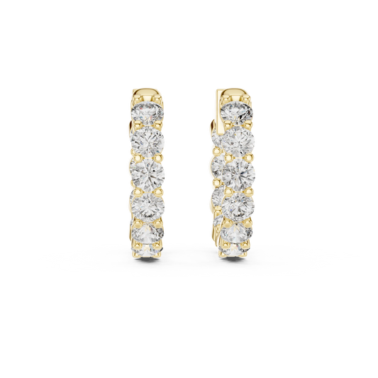 Inside Out Moissanite Hoop Earrings in yellow 925 sterling silver, view 4