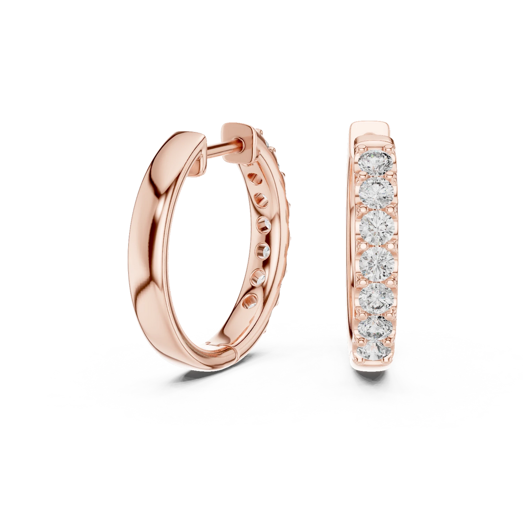 Moissanite Front Row Hoop Earrings in rose 925 sterling silver, view 1