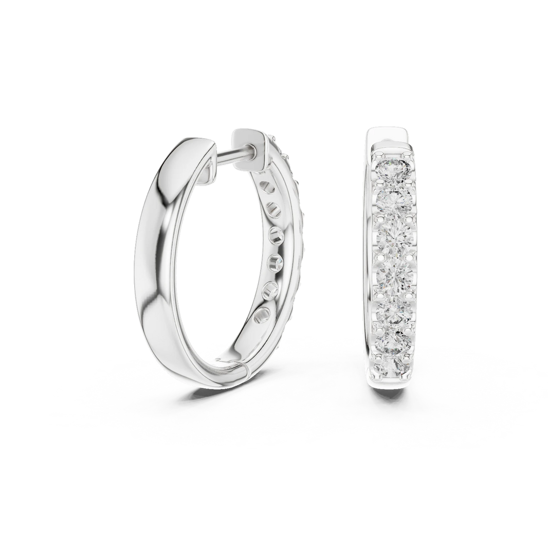 Moissanite Front Row Hoop Earrings in white 925 sterling silver, view 1