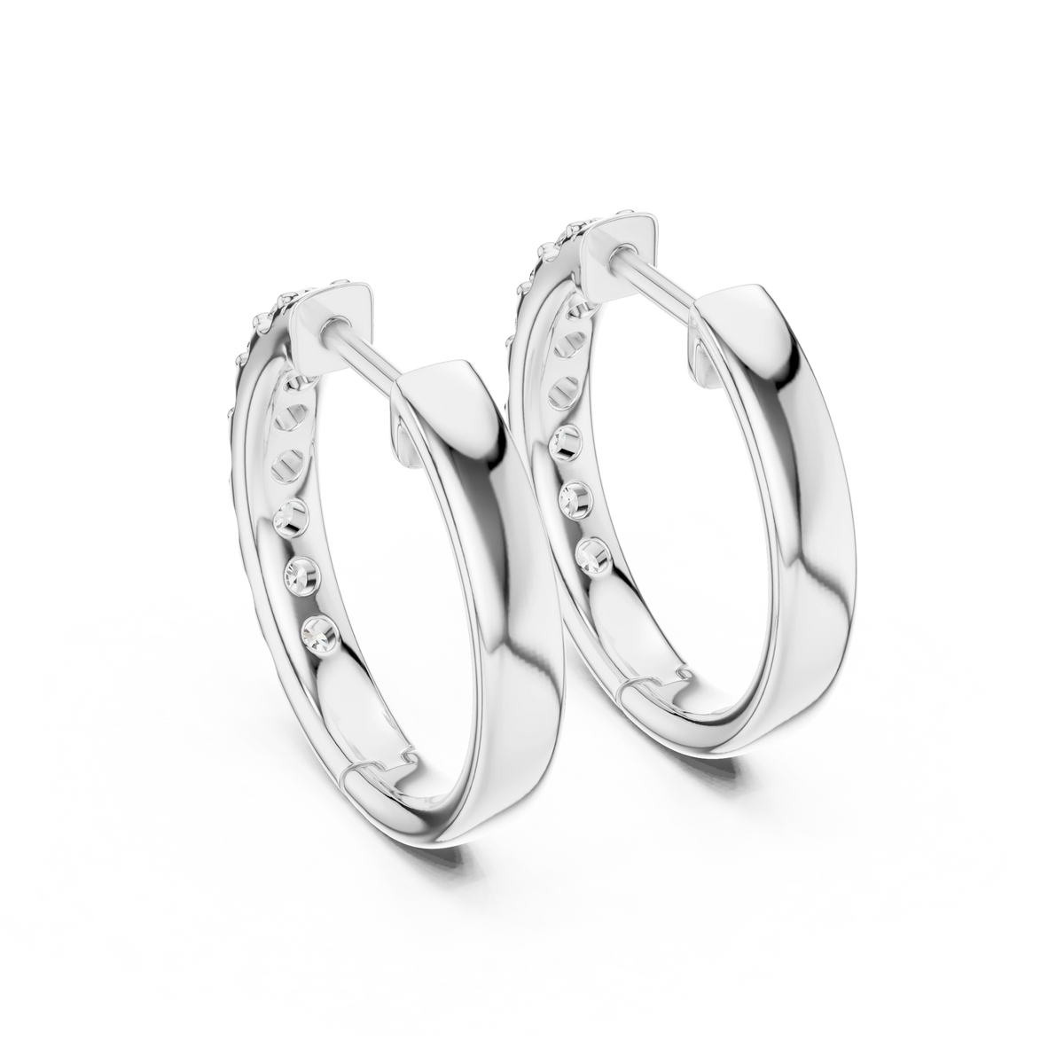 Moissanite Front Row Hoop Earrings in white 925 sterling silver, view 3