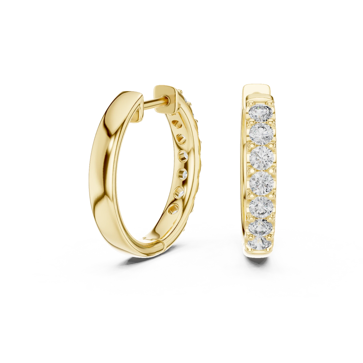 Moissanite Front Row Hoop Earrings in yellow 925 sterling silver, view 1