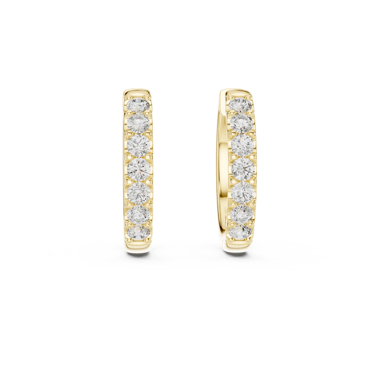 Moissanite Front Row Hoop Earrings in yellow 925 sterling silver, view 4