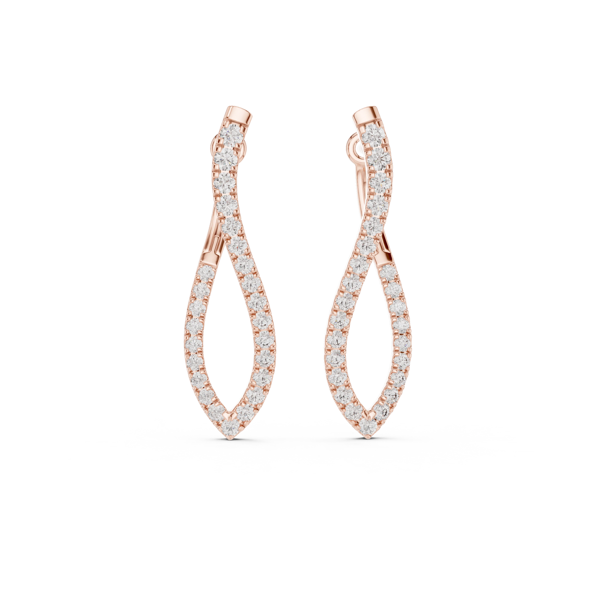 Twisted Pavé Moissanite Hoop Earrings in rose 925 sterling silver, view 4