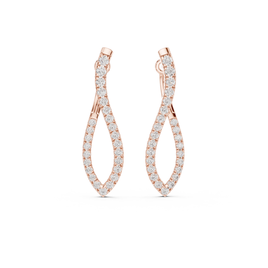 Twisted Pavé Moissanite Hoop Earrings in rose 925 sterling silver, view 4