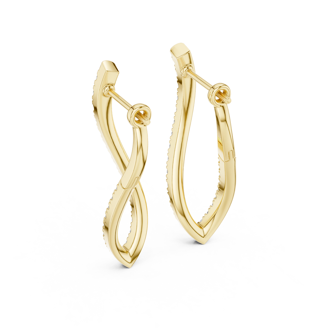 Twisted Pavé Moissanite Hoop Earrings in yellow 925 sterling silver, view 3