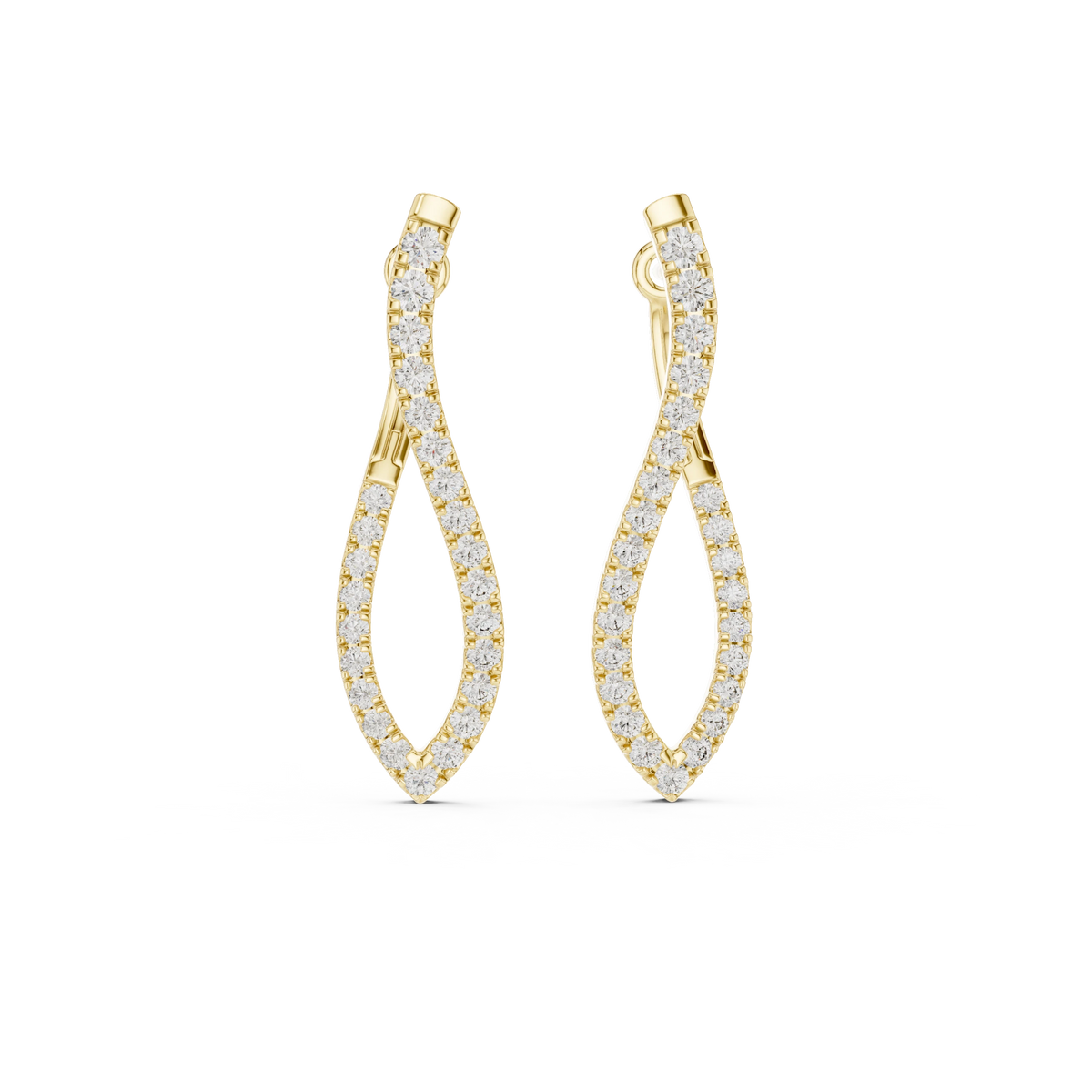 Twisted Pavé Moissanite Hoop Earrings in yellow 925 sterling silver, view 4