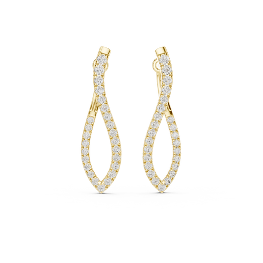 Twisted Pavé Moissanite Hoop Earrings in yellow 925 sterling silver, view 4