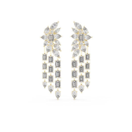 Moissanite Chandelier Statement Earrings in yellow 925 sterling silver, view 4