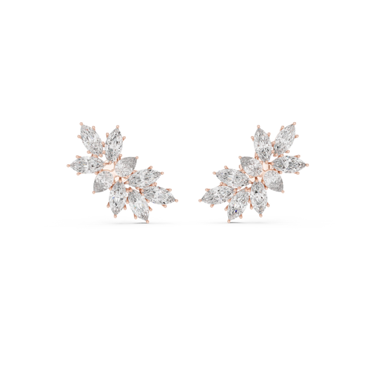 Marquise and Pear Moissanite Cluster Climber Earrings in rose 925 sterling silver, view 4