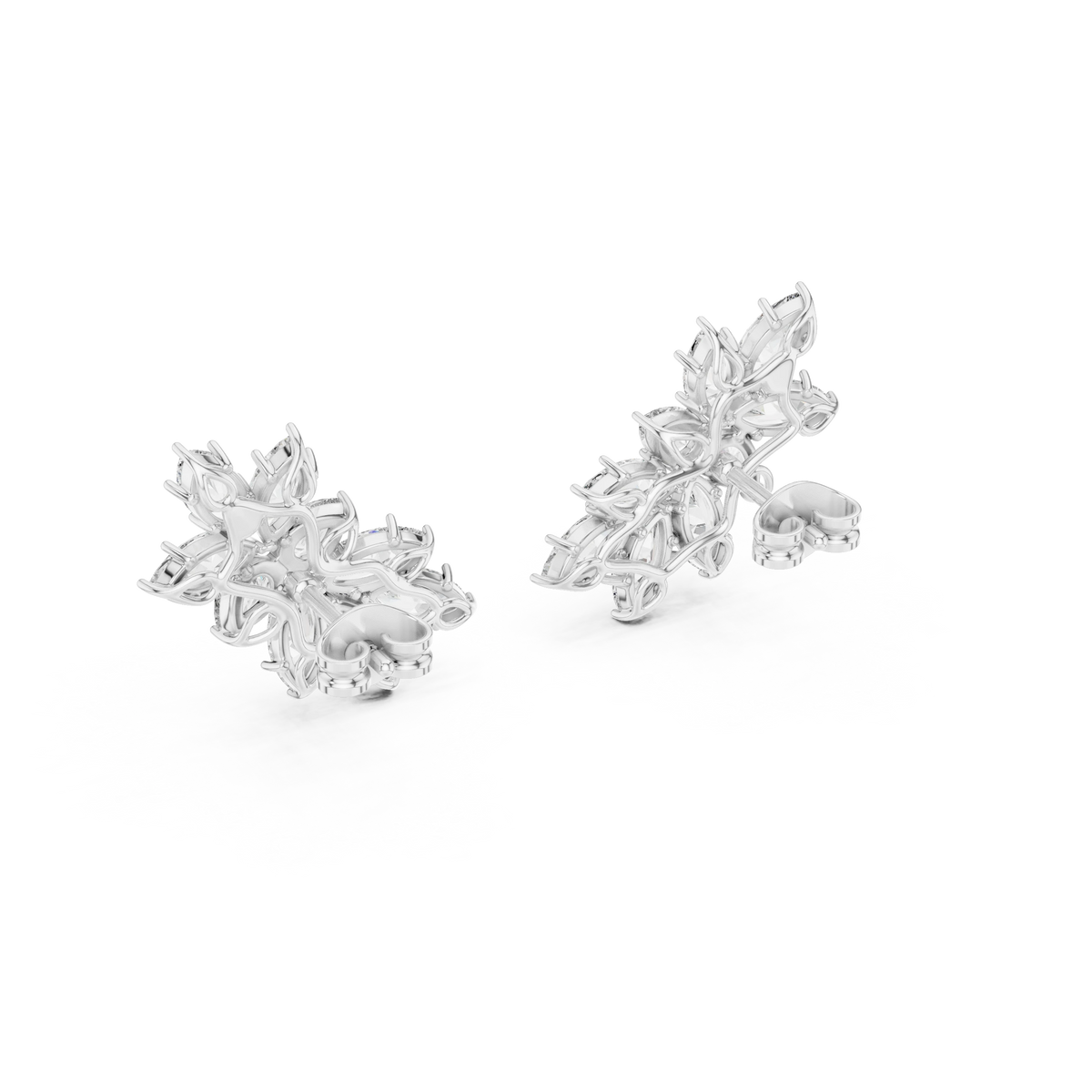 Marquise and Pear Moissanite Cluster Climber Earrings in white 925 sterling silver, view 3