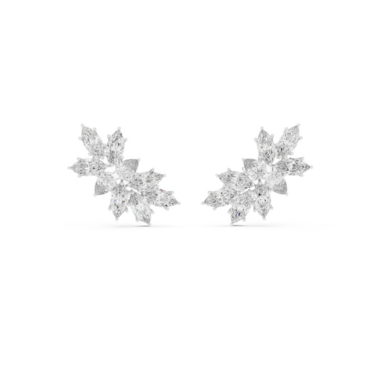 Marquise and Pear Moissanite Cluster Climber Earrings in white 925 sterling silver, view 4