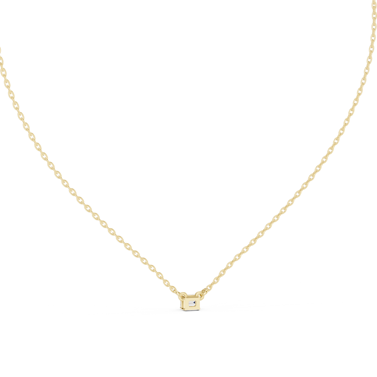 East West Emerald Cut Moissanite Solitaire Pendant in yellow 925 sterling silver, view 4