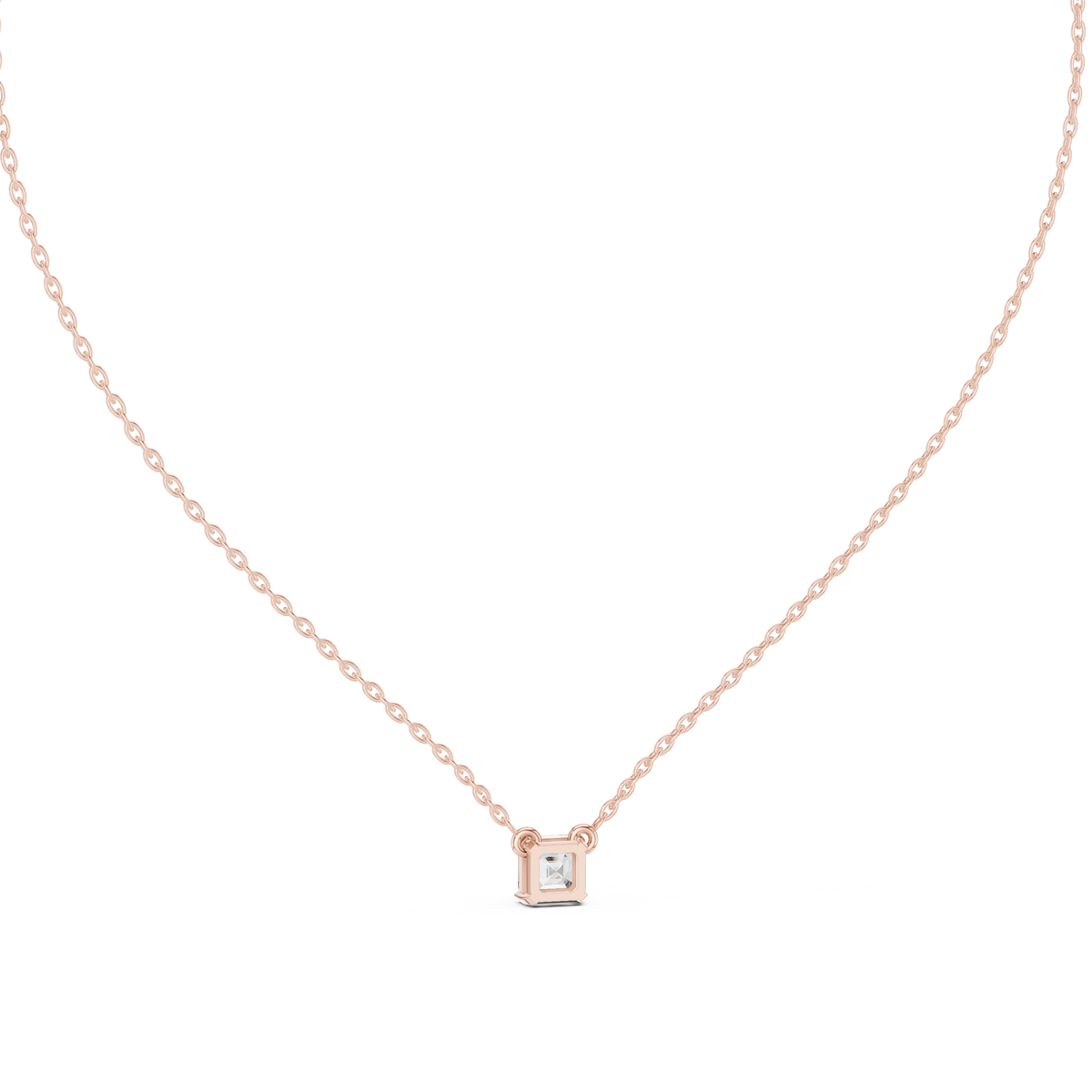 Asscher Cut Moissanite Solitaire Pendant in rose 925 sterling silver, view 4