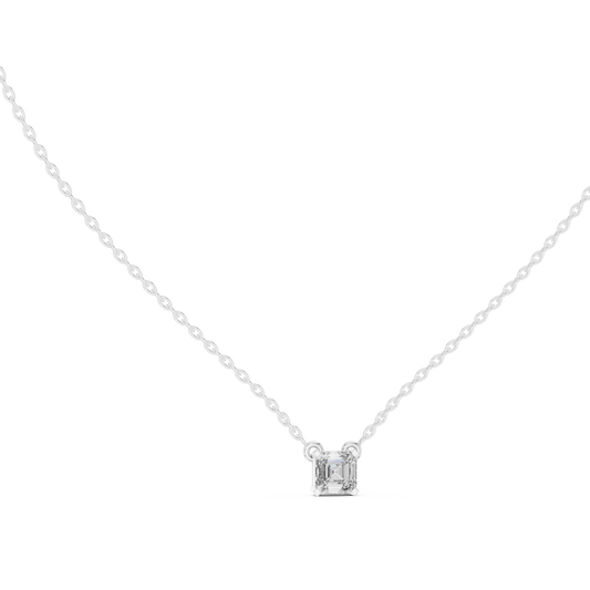 Asscher Cut Moissanite Solitaire Pendant in white 925 sterling silver, view 1