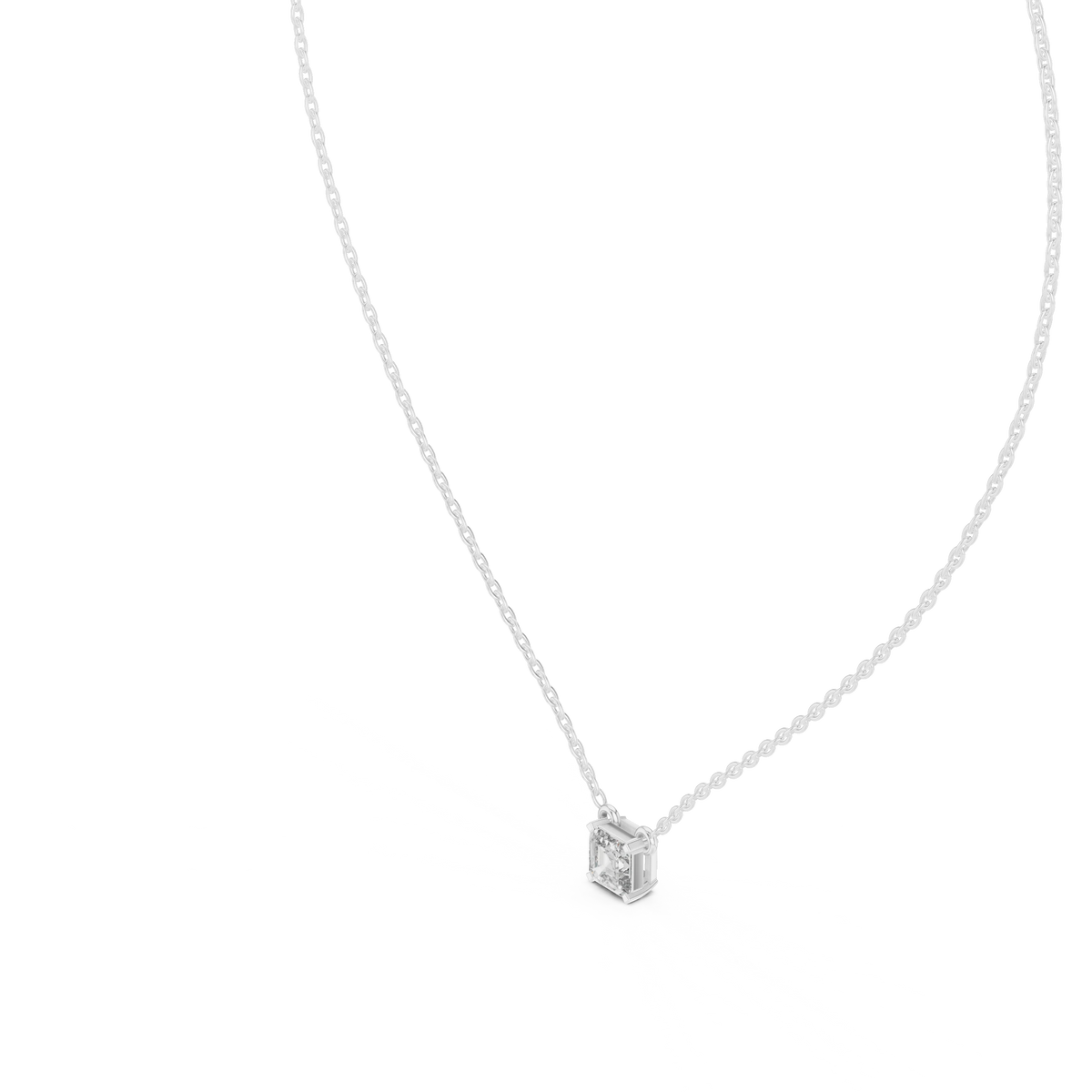 Asscher Cut Moissanite Solitaire Pendant in white 925 sterling silver, view 2