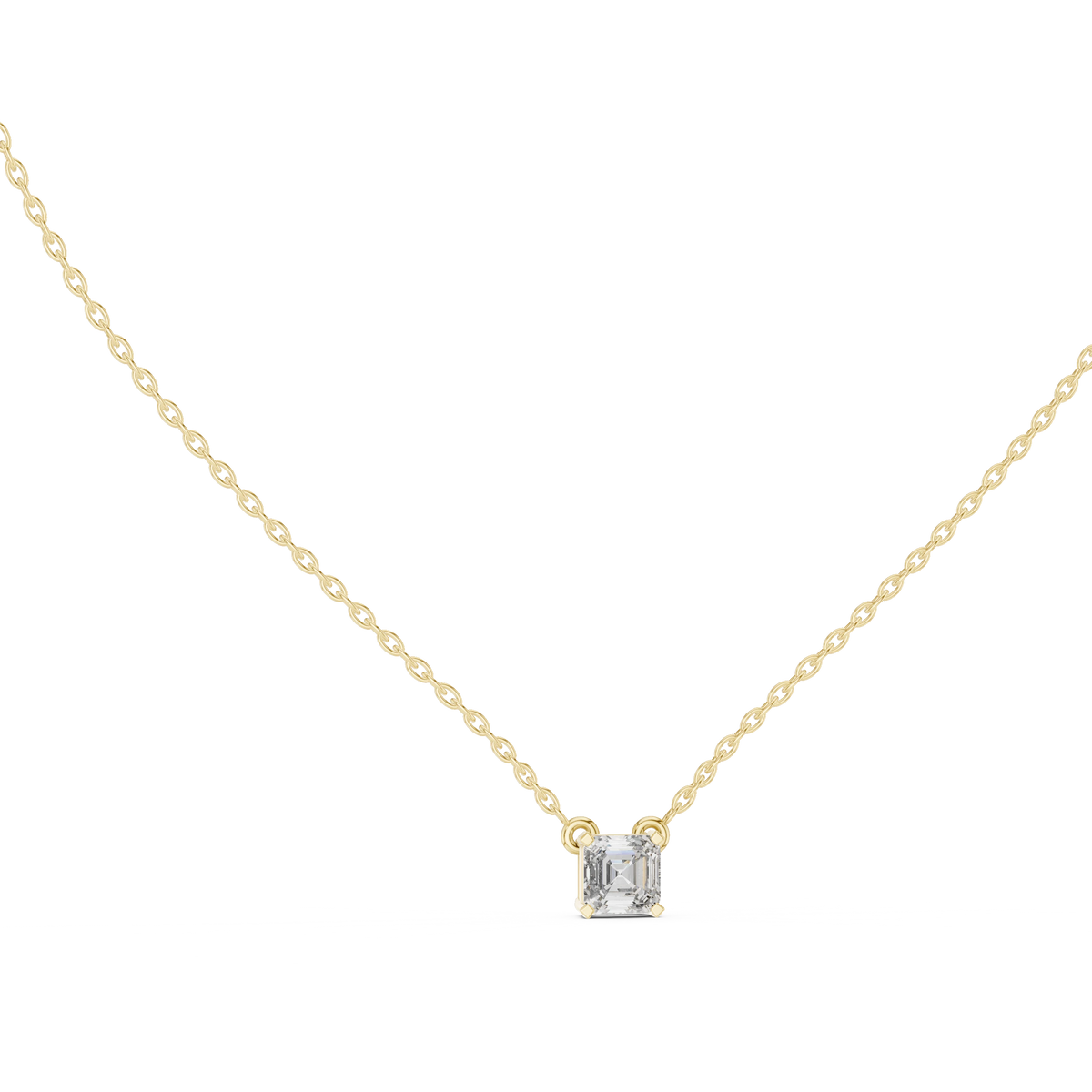 Asscher Cut Moissanite Solitaire Pendant in yellow 925 sterling silver, view 1