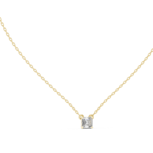 Asscher Cut Moissanite Solitaire Pendant in yellow 925 sterling silver, view 1
