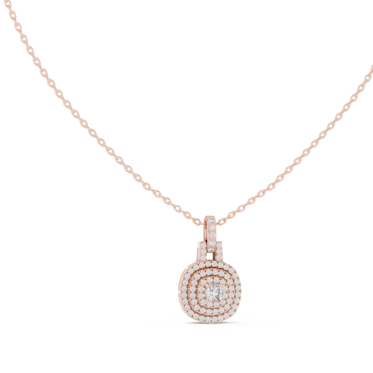 Cushion Triple Halo Moissanite Pendant in rose 925 sterling silver, view 1