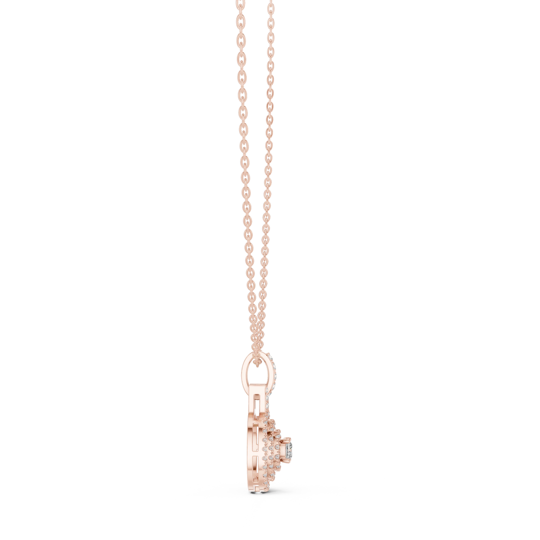 Cushion Triple Halo Moissanite Pendant in rose 925 sterling silver, view 3