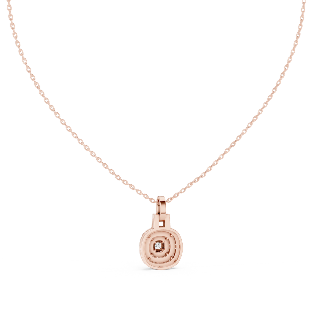 Cushion Triple Halo Moissanite Pendant in rose 925 sterling silver, view 4