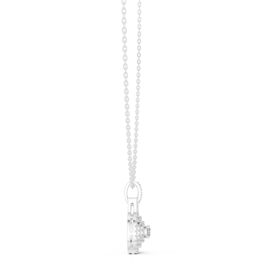 Cushion Triple Halo Moissanite Pendant in white 925 sterling silver, view 3