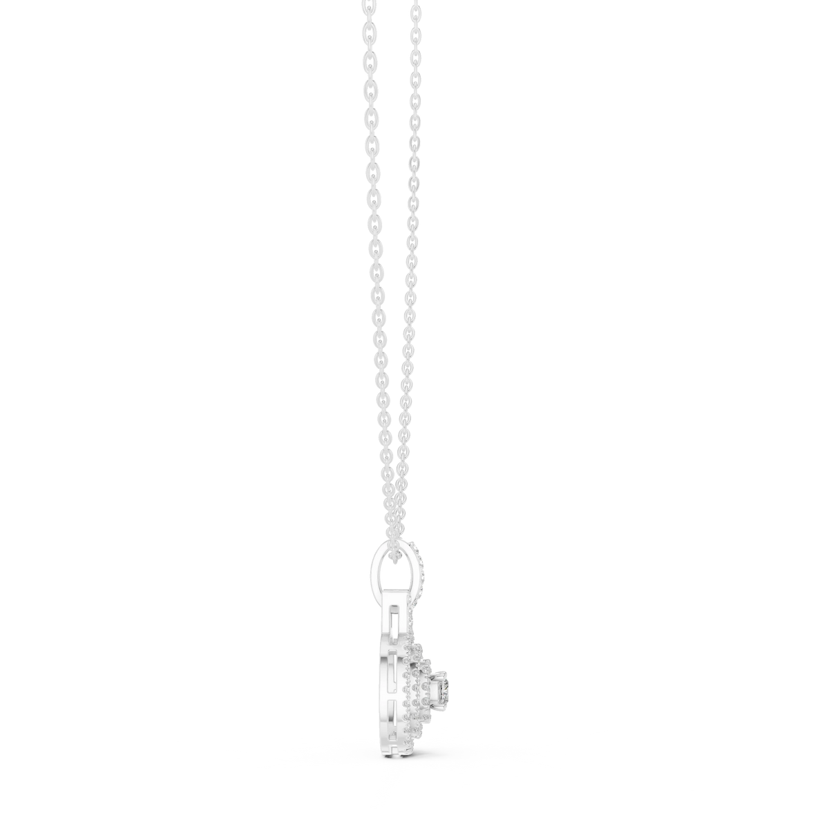 Cushion Triple Halo Moissanite Pendant in white 925 sterling silver, view 3