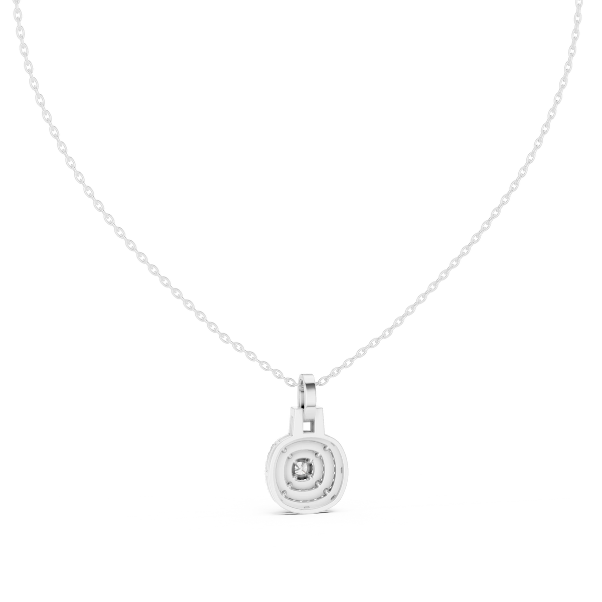 Cushion Triple Halo Moissanite Pendant in white 925 sterling silver, view 4