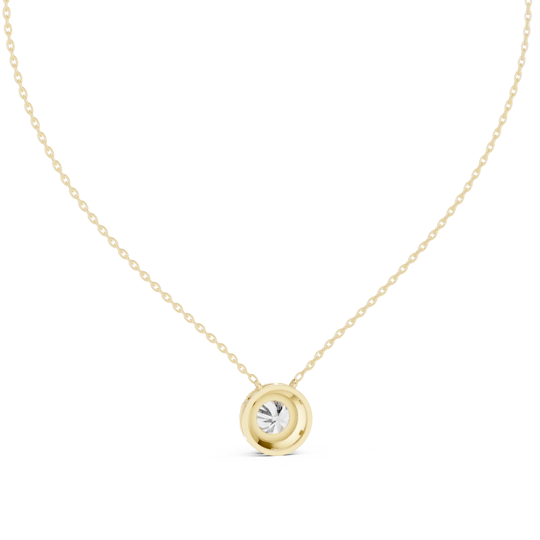Round Halo Moissanite Station Pendant in yellow 925 sterling silver, view 4