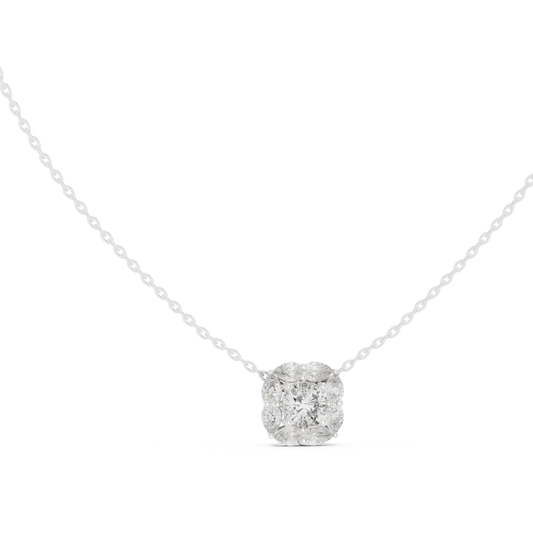 Cushion and Pear Cluster Moissanite Pendant in white 925 sterling silver, view 1